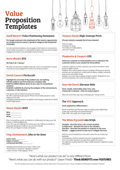 value proposition framework